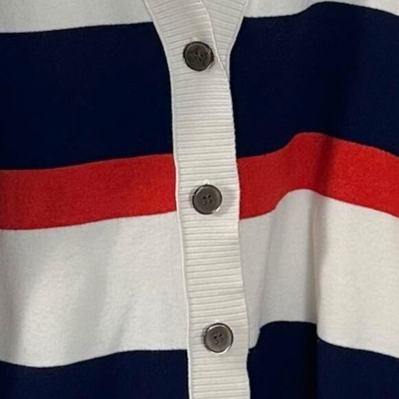 Free People League Of Her Own Cardigan Sweater Americana Stripes Preppy Large - Picture 11 of 13
